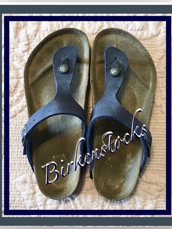 Birkenstock Shoes - 🩴Summer CLEAR-OUT Sz 9 Navy Leather Birkenstock Gizeh Cork Footbed Sandals